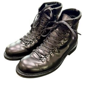 Mr. Porter HEATH Black Patent leather combat boots. Size 9.5 (England).